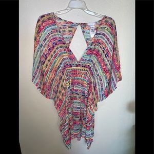 Jessica Simpson Deep V Swim Cover Up Tunic